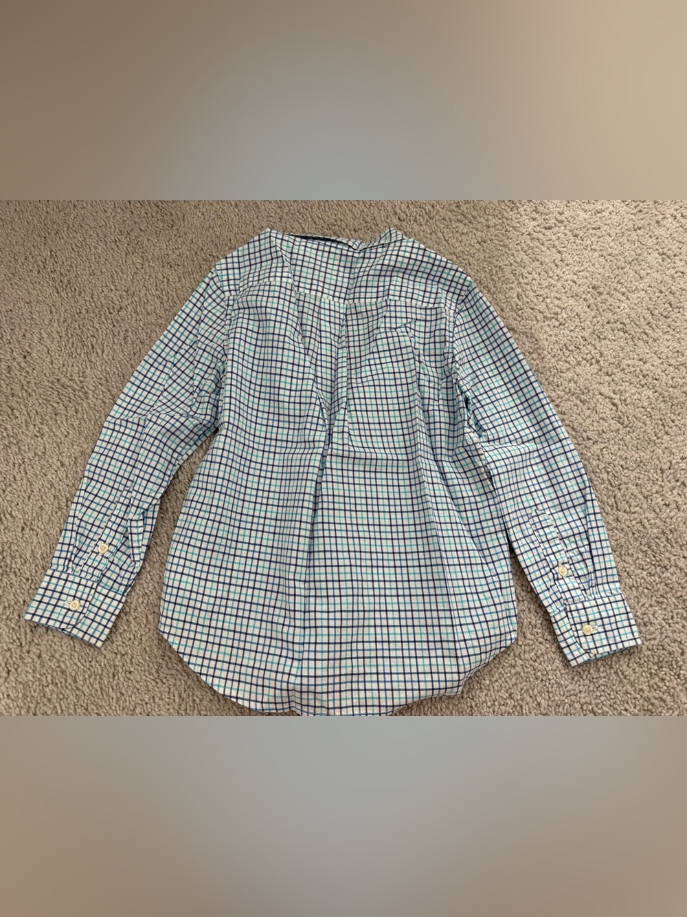 Ralph Lauren Blue and Green Checkered Boys Button-Down Shirt - Picture 3 of 4